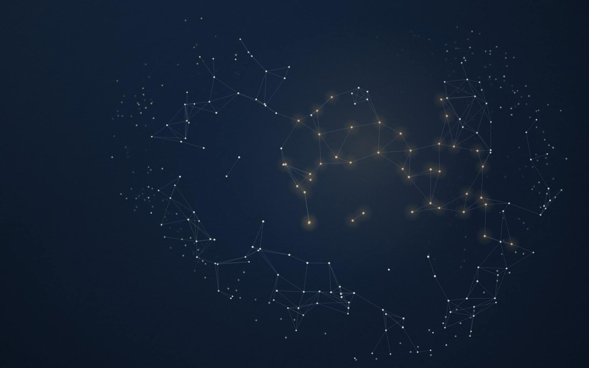 A generated model manifold: a graph of nodes and edges in three dimensions, the near layer sharp and the far layer dissolving.
