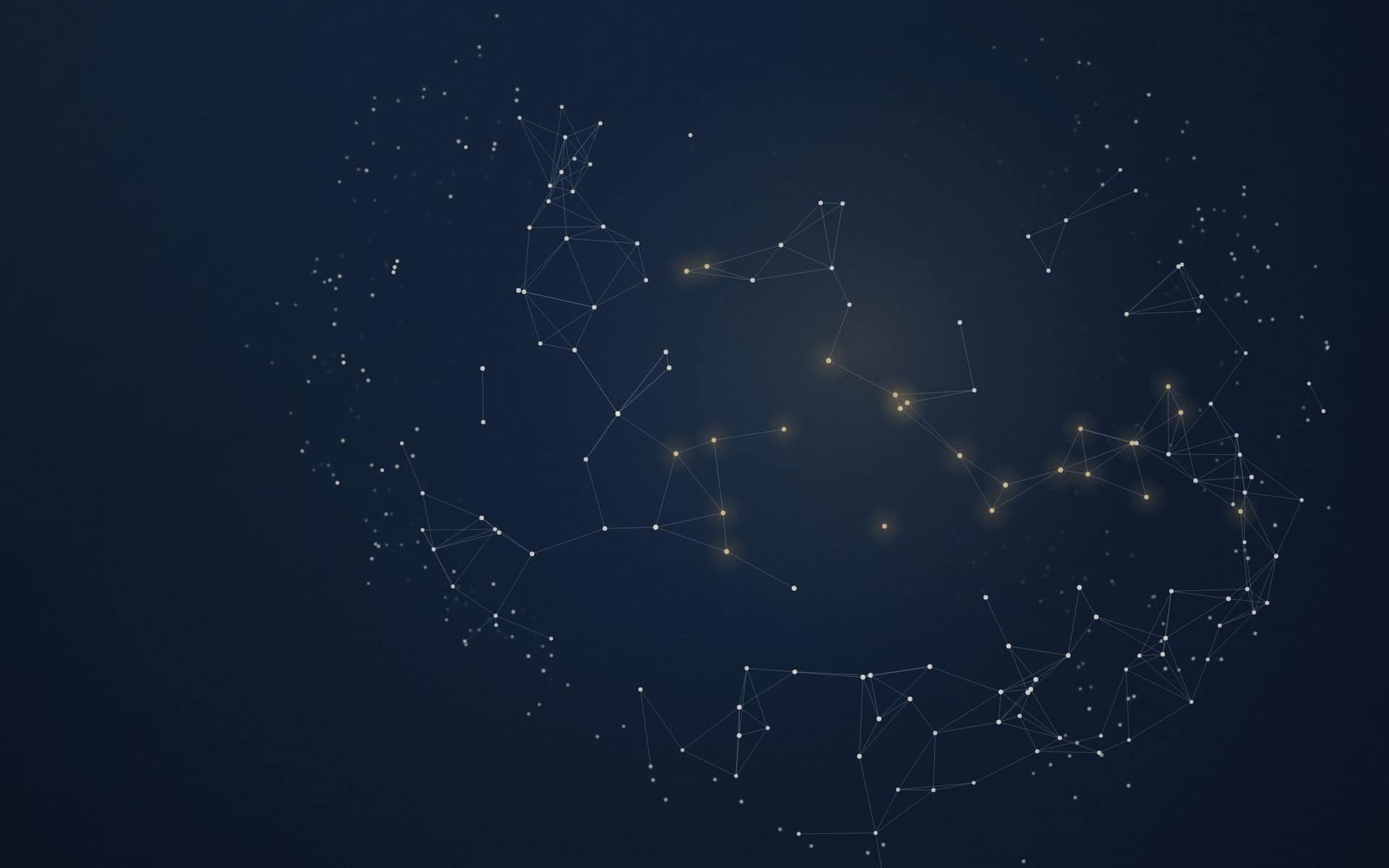 A generated model manifold: a graph of nodes and edges in three dimensions, the near layer sharp and the far layer dissolving.